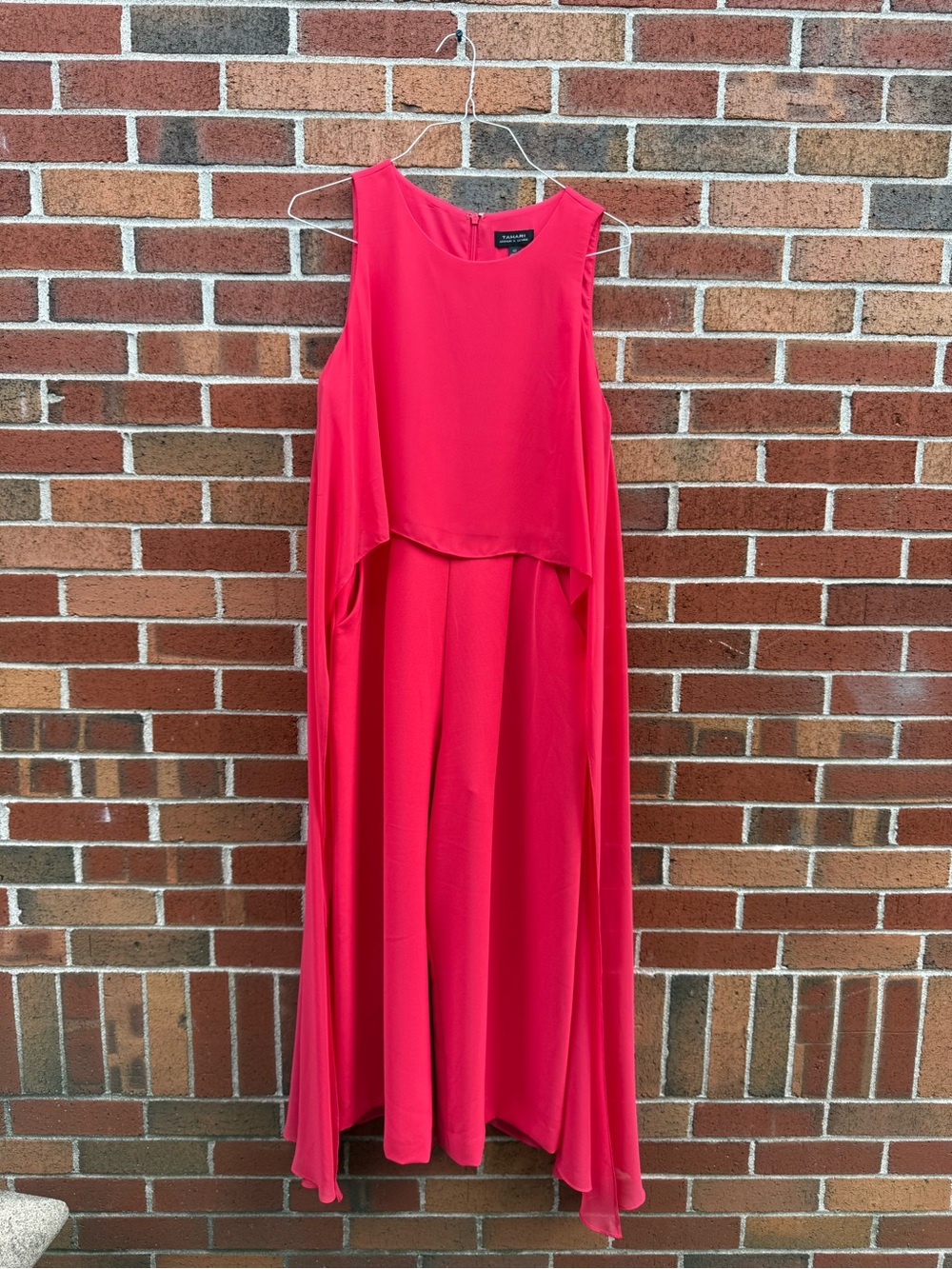 Tahari Arthur S. Levine Pink Chiffon Overlay Jumpsuit Size 10 Wide Leg